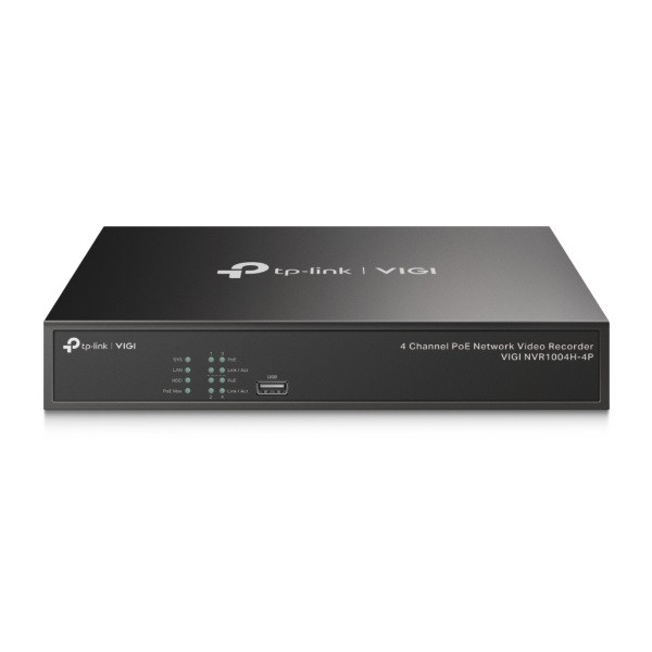 Tp-link nvr rögzítő - nvr1004h-4p (4 csatorna, 4xpoe+ port; h265+, 5mp, hdmi, vga, 2xusb, 1x sata(max10tb), audio)