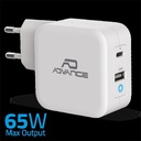 Advance telefon töltő adapter - powerflex turbo 65w (usb-c+usb-a, 65w, fehér)