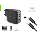 Conceptronic telefon töltő adapter+kábel - althea17b (2xusb-c+usb-a, 67w, usb-c töltő kábel, fekete)