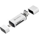 Sandberg kártyaolvasó - multi card reader (fehér-fekete; usb/usb-c/microusb; sd;sdhc)