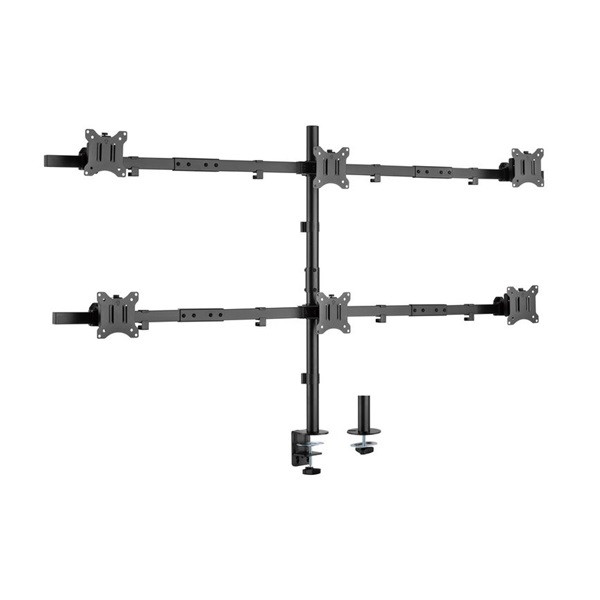 Equip monitor asztali konzol - 650160 (13"-27", 6 monitor, dönthető, forgatható, állítható magasság max.: 3x7kg, fekete)