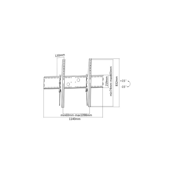 Equip tv fali konzol - 650322  (60"-100", max.: 100kg, dönthető, fekete)
