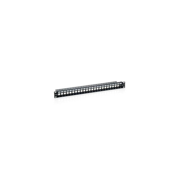 Equip keystone patch panel - 769124 (24 port, cat6, 1u, árnyékolt, fekete)