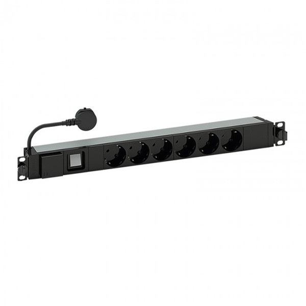 Legrand elosztó - (pdu), 19", 1u,  túlfeszültség-védelemmel, 6 aljzat, gyermekvédett, 3 méter