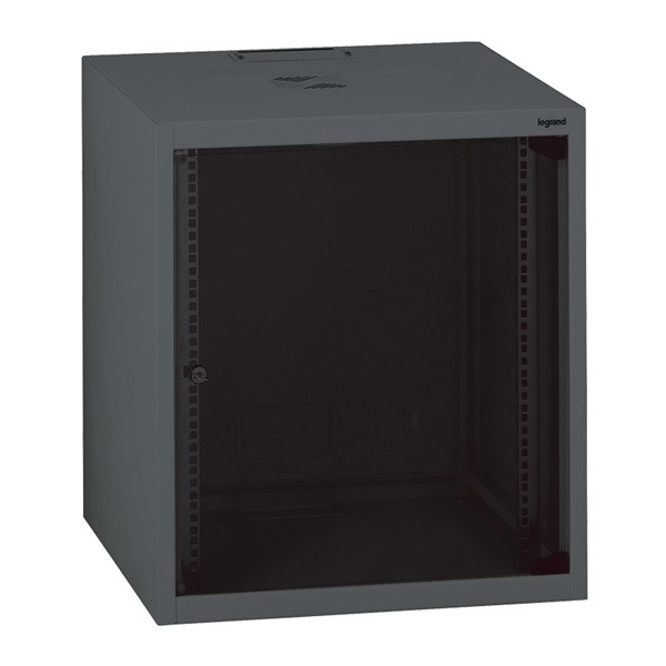 Legrand rackszekrény - 10" fali kivitel (6u, 362x320x300, antracit, egyrekeszes, üvegajtós, készre szerelt, max: 12 kg)