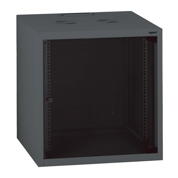 Legrand rackszekrény - 19" fali kivitel (15u, 758x600x600, antracit, egyrekeszes, üvegajtós, készre szerelt, max. 45 kg)