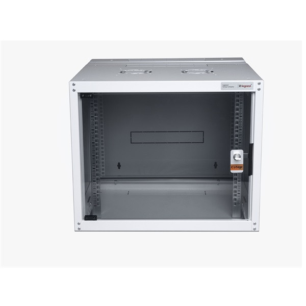 Legrand rackszekrény - 19" fali kivitel (7u, 405x600x600, szürke,egyrekeszes, üvegajtós, készre szerelt, max.65 kg)