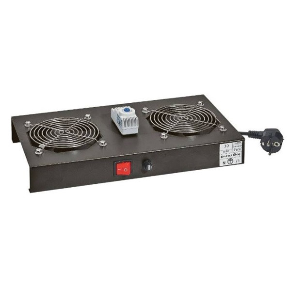 Legrand rackszekrény ventilátor 19" - 2 ventilátor , termosztát, 160m3/óra, fekete (linkeo fali rackszekrényekhez)