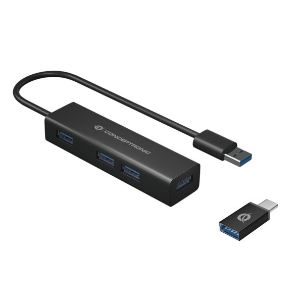 Conceptronic usb hub - hubbies06b (4 port, usb3.0, fekete)