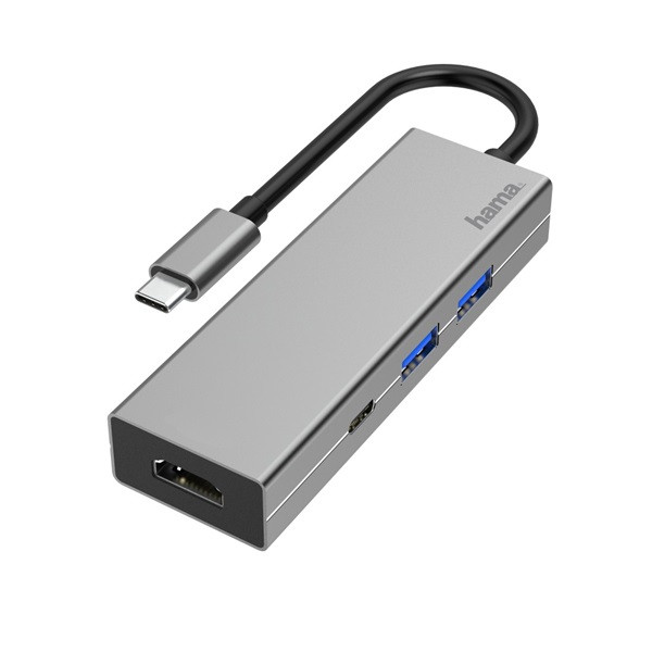 Hama usb hub - 200107 (usb-c 4in1, 2xusb 3.1, 1xusb-c, 1xhdmi, szürke)