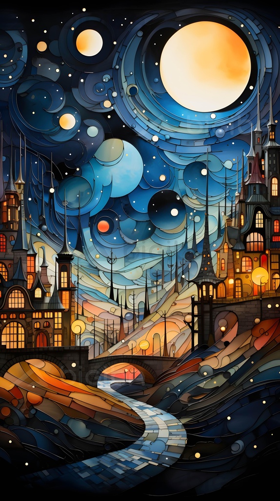 Kosmische Melodie über der Zwielichtstadt