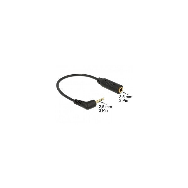 Delock kábel - 65672 (2.5 mm jack, 3 pin, forgatott -> 3.5 mm jack, 3 pin, apa/anya, 0,2m)