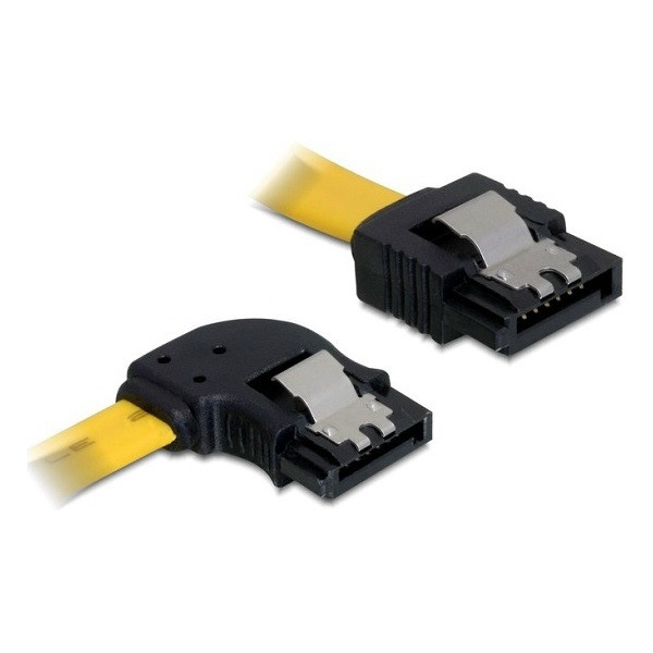 Delock kábel - 82493 (sata ii, bal/egyenes csatl. (fémlappal), max.: 3gb/s, sárga, 0,5m)