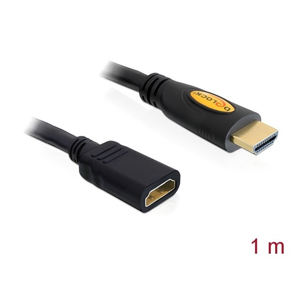 Delock kábel - 83079 (magas sebességű hdmi hosszabbító kábel, ethernettel, a apa / anya, 1 m)