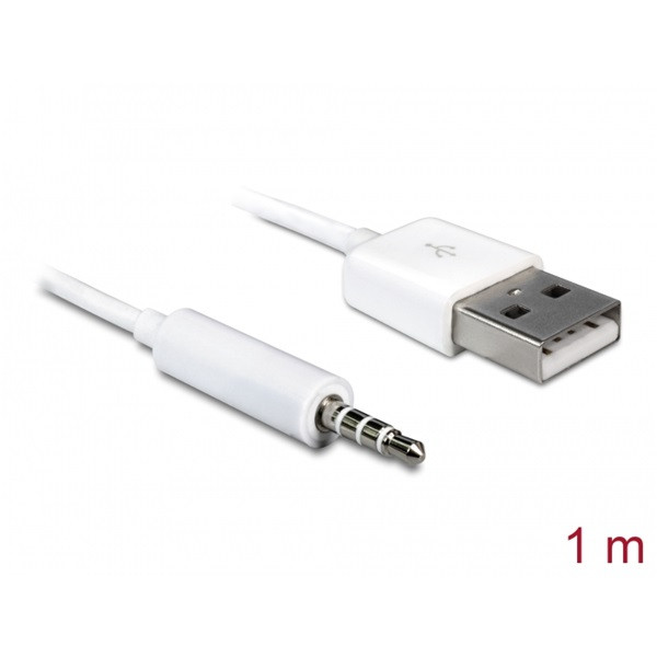 Delock kábel - 83182 (usb kábel iphone, shuffle készülékhez, fehér, 1m)