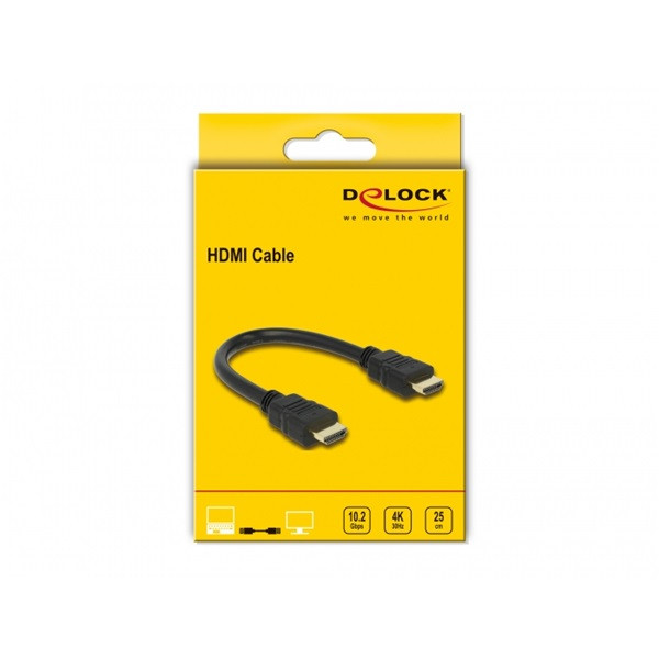 Delock kábel - 83352 (hdmi –> hdmi 4k, apa/apa, 0,25m)