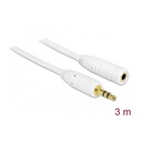 Delock kábel - 83769 (3,5 mm jack hosszabbító kábel, apa/anya, 3 pin, fehér, 3m)