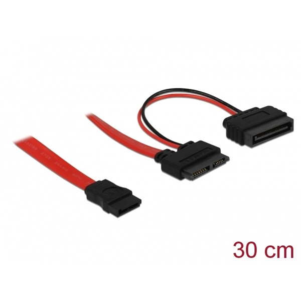 Delock kábel - 84800 (sata 13 tűs  -> sata 22 tűs, apa/anya hosszabbító tápkábel, 0,3m)