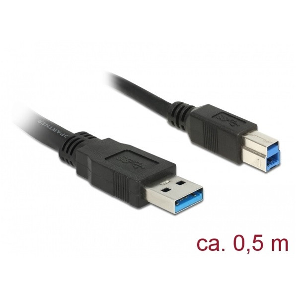 Delock kábel - 85065 (usb3.0, a-b kábel, apa/apa, 0,5m)
