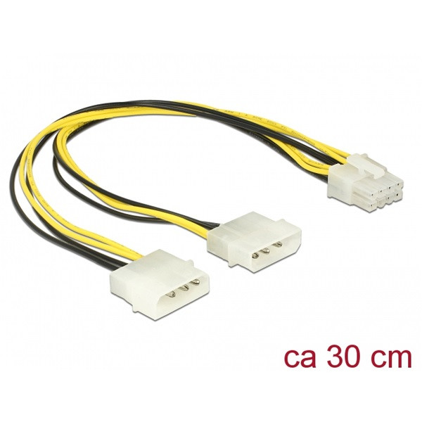 Delock kábel - 85453 (1 x 8 pines eps  -> 2 x 4 pines molex, 30cm)