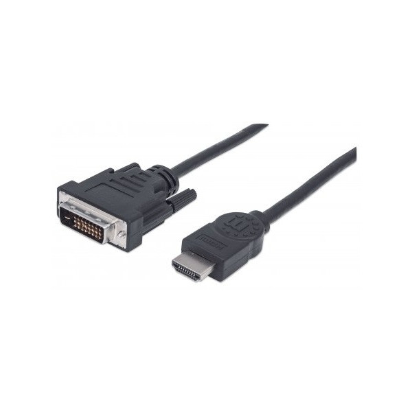 Manhattan kábel - hdmi to dvi ( 1,8m; hdmi 19 pin - dvi-d dual link, fekete)