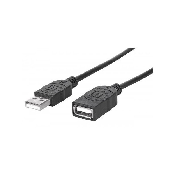 Manhattan kábel - usb hosszabbító kábel (usb2.0, 180cm, fekete)
