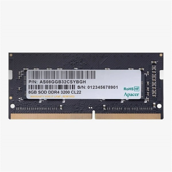 Apacer memória notebook - 8gb ddr4 (3200mhz, cl22, 1.2v)