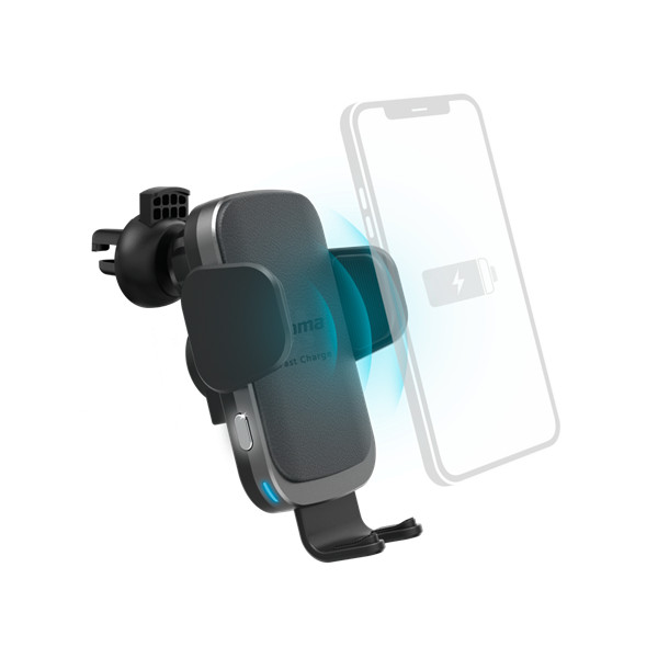 Hama autós mobiltartó - 201678 fc-10 motion (vezeték nélküli, qi töltőpad, 10w, fekete)