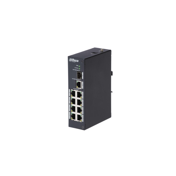 Dahua switch - pfs3110-8t (8x 100mbps + 1x 1gbps + 1x  sfp, l2; ipari kivitel; 12vdc)