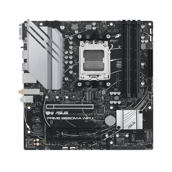 Asus alaplap - amd prime b650m-a wifi ii am5 (b650, atx, 4xddr5 6400+mhz, 4xsata3, 2x m.2, hdmi+dp+vga)