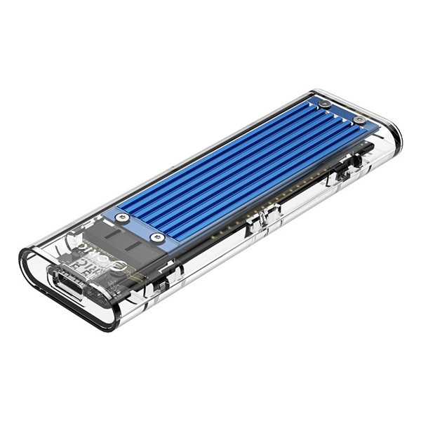 Orico külső m.2 ház - tcm2m-c3-bl/59/ (usb3.1 usb-c 3.1 gen2 -> m.2 nvme, max.: 2tb, 10 gbps, kék/átlátszó)