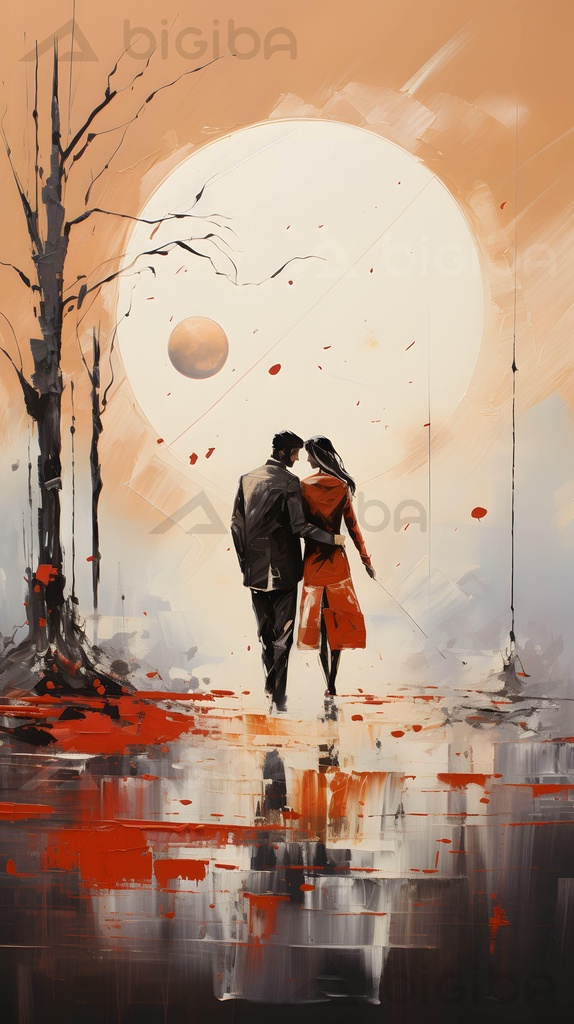 Abbraccio eterno al crepuscolo autunnale
