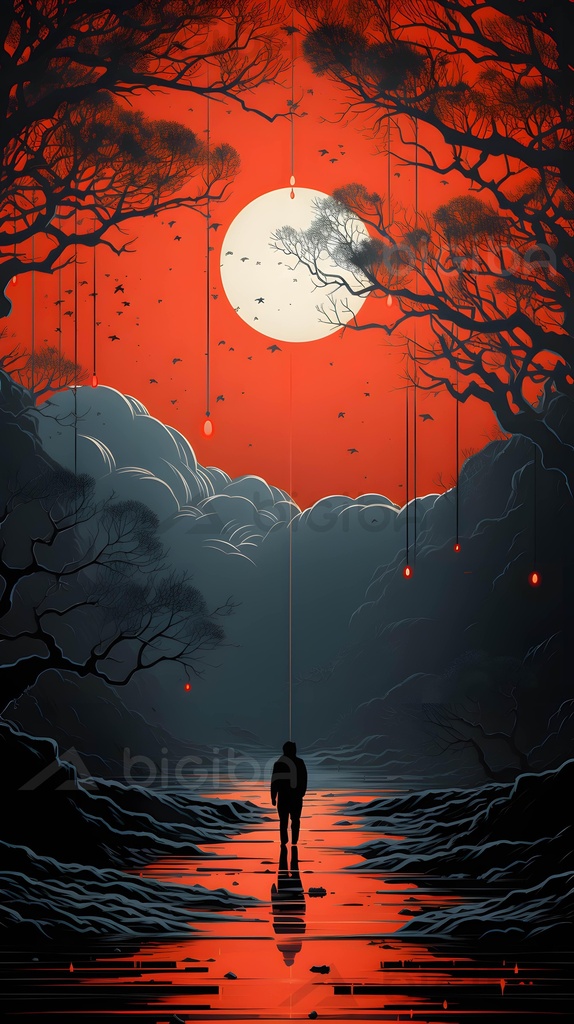 Crimson Dusk and Solitude
