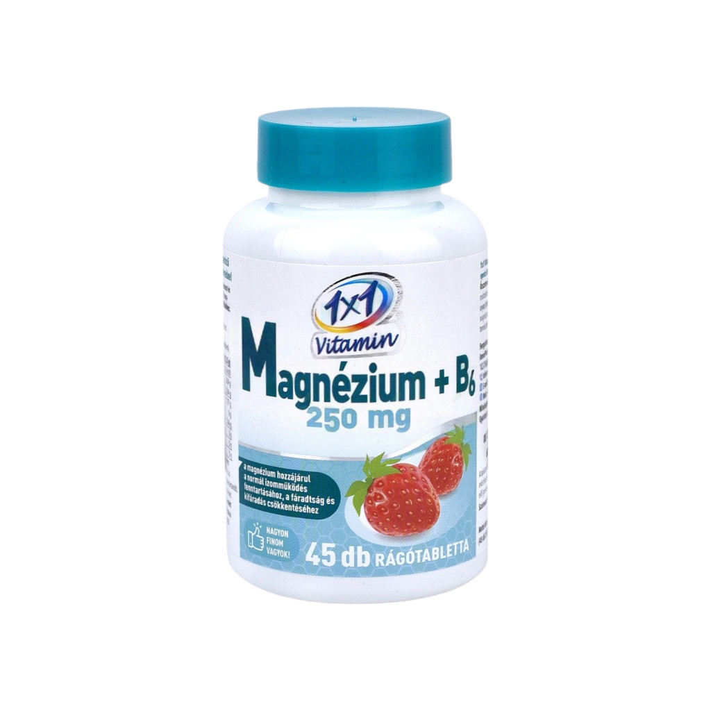 1x1 vitaday magnesium+b6 250mg chewable tablet strawberry 45 pcs