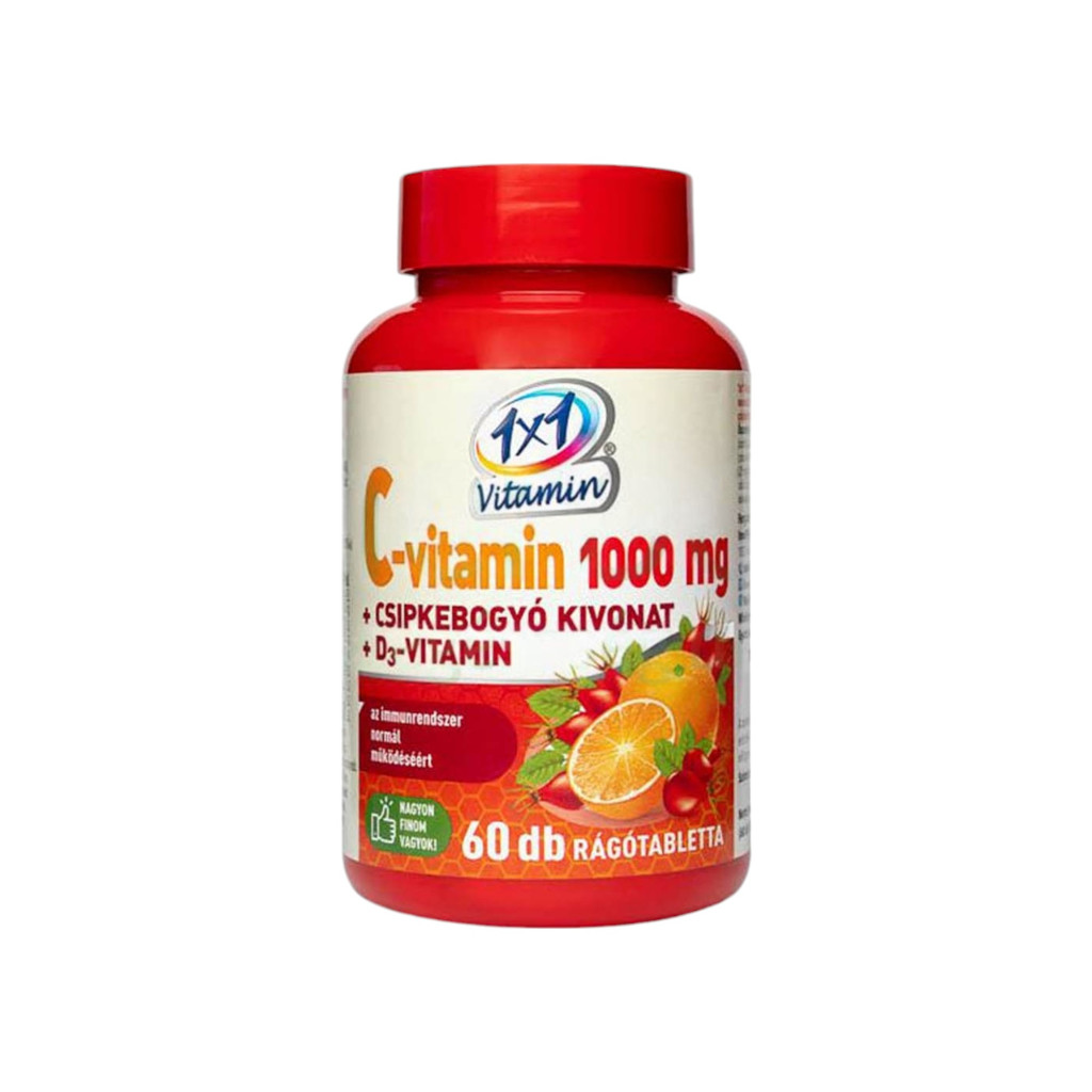 1x1 vitamin c-vitamin 1000 mg+d3 rosehip chewable tablet orange 60 pcs