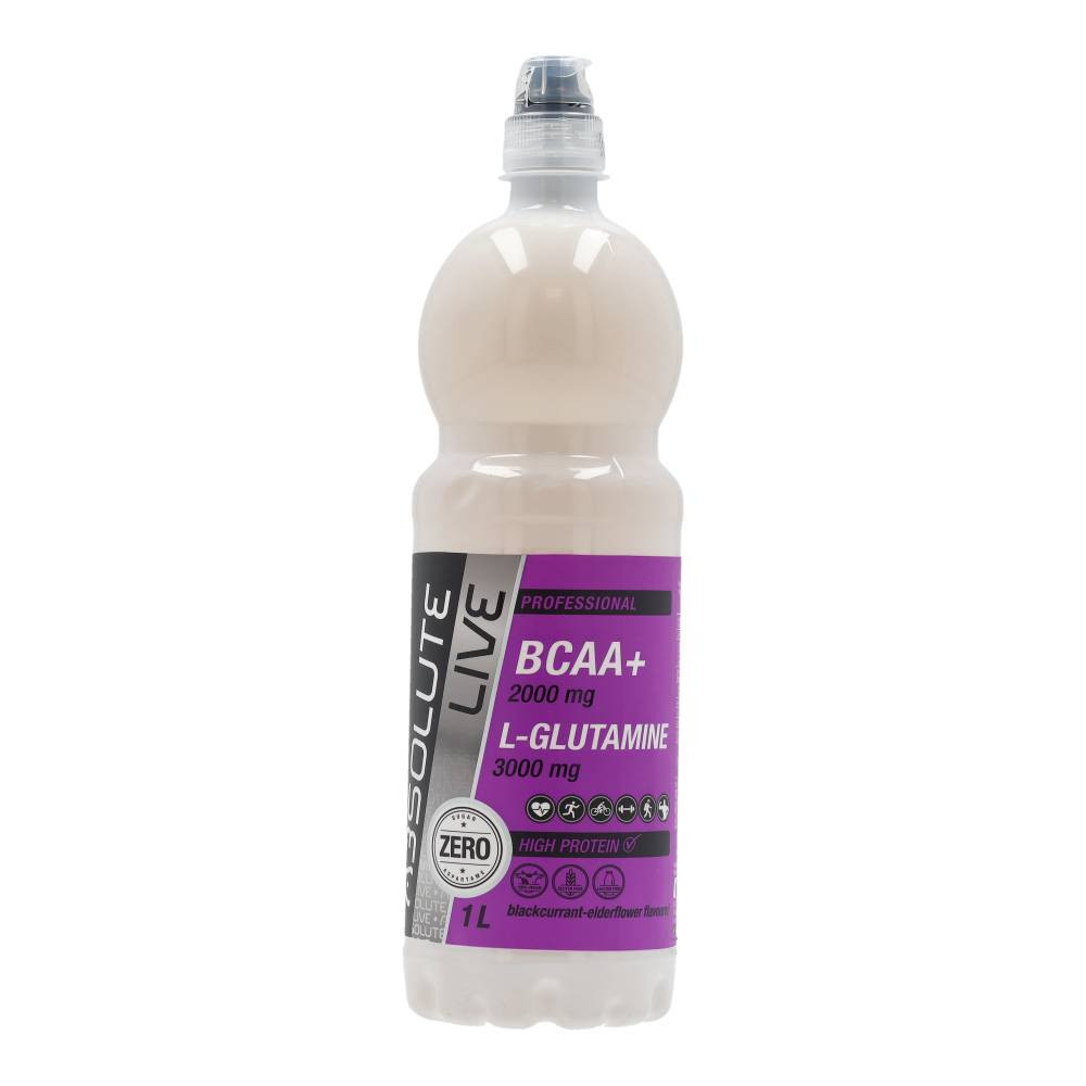 Băutură absolută cu bcaa + l-glutamină și aromă de zmeură și soc negru 1000 ml