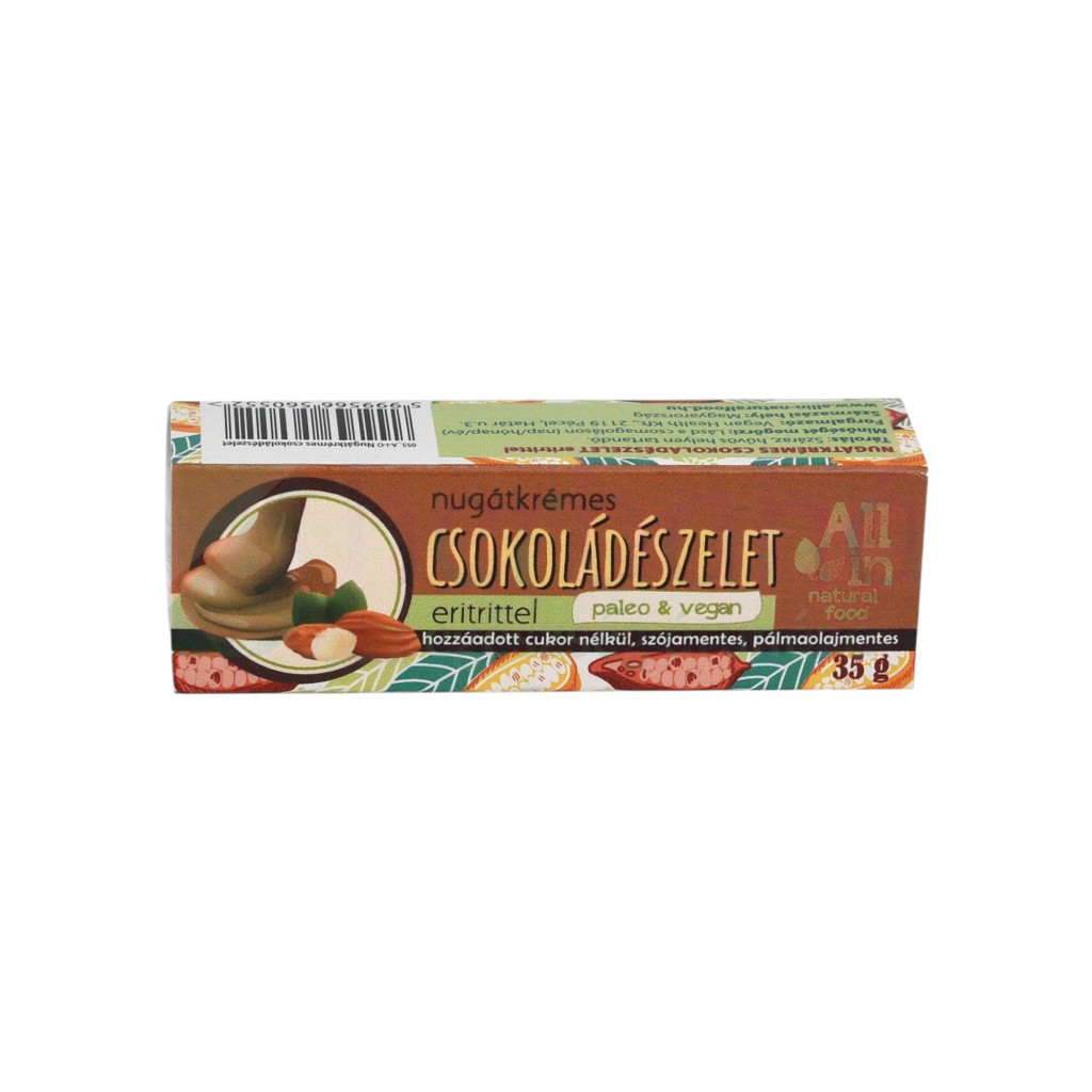 Alles in einer Schokoladenriegel mit Nugatcreme und Erythrit 35 g