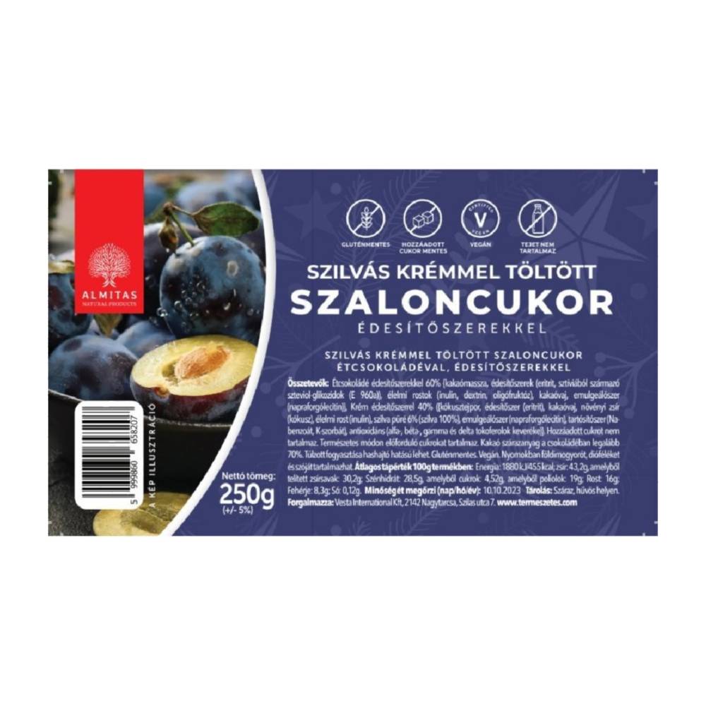 Čokoládové bonbóny s třešňovou náplní Almitas 250g