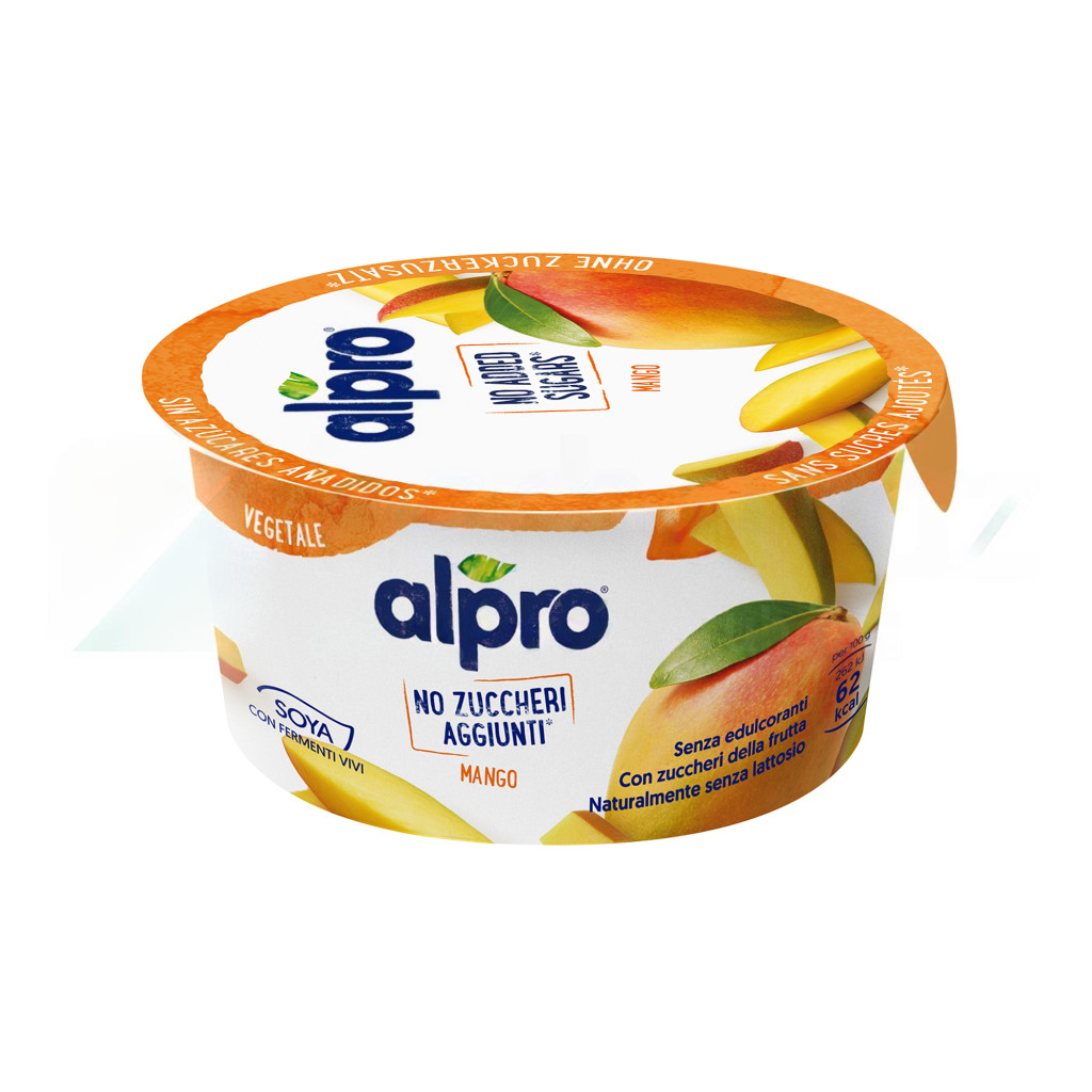 Alpro soy yogurt with added mango does not contain added sugar 135g