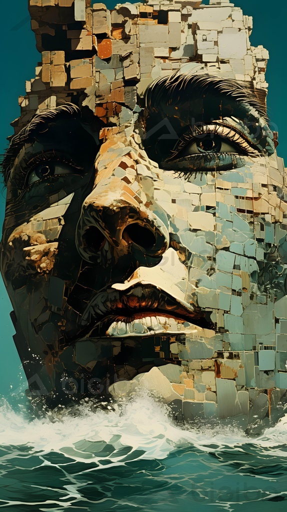 Reverie paesaggio marino cubista