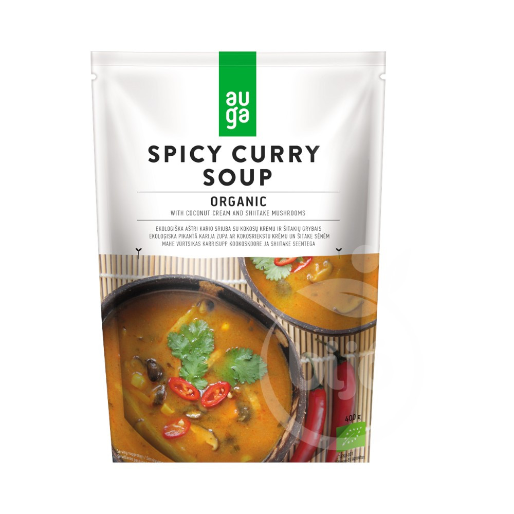 Supă cremoasă de curry bio vegan cu condimente Auga 400 g