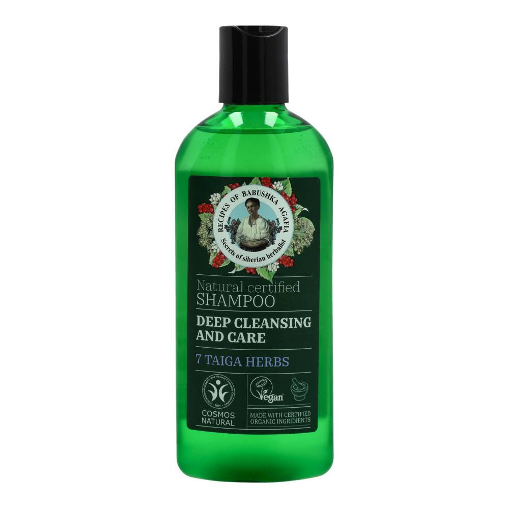 Babushka Agafia bio mélytisztító és ápoló sampon 7 féle tajgai gyógynövénnyel 260 ml