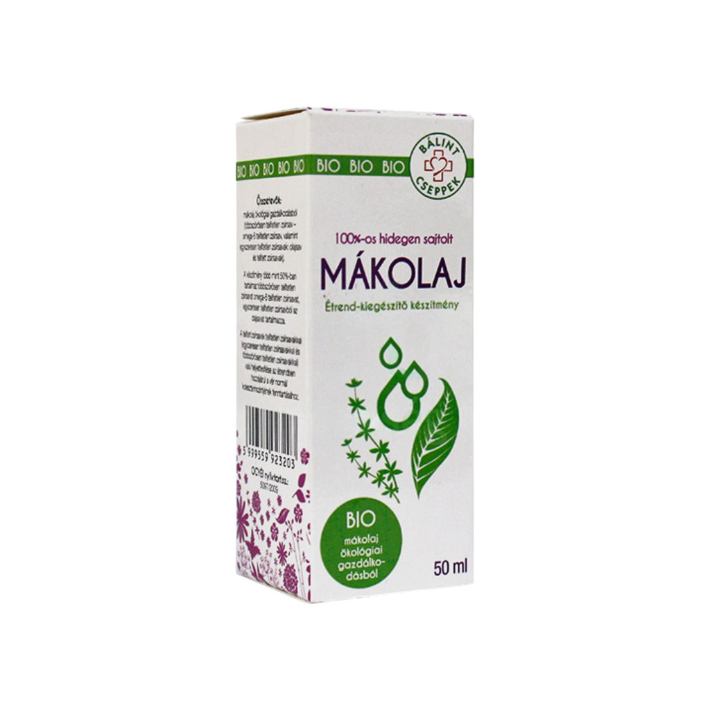 Bio tłoczony na zimno olej makowy Balint 100% 50 ml