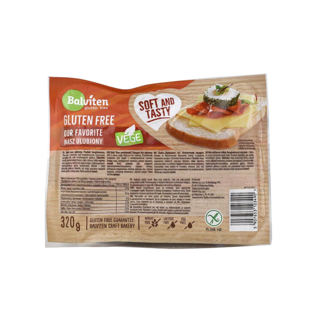 Balviten gluténmentes kedvenc kenyerünk 320 g