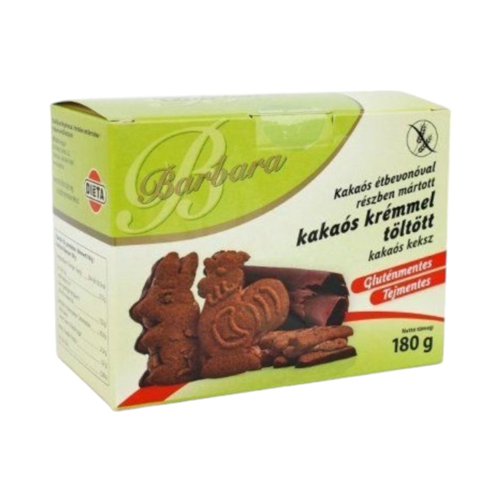 Barbara gluténmentes kakaós keksz kakaós tölt. étbevonatos 150 g