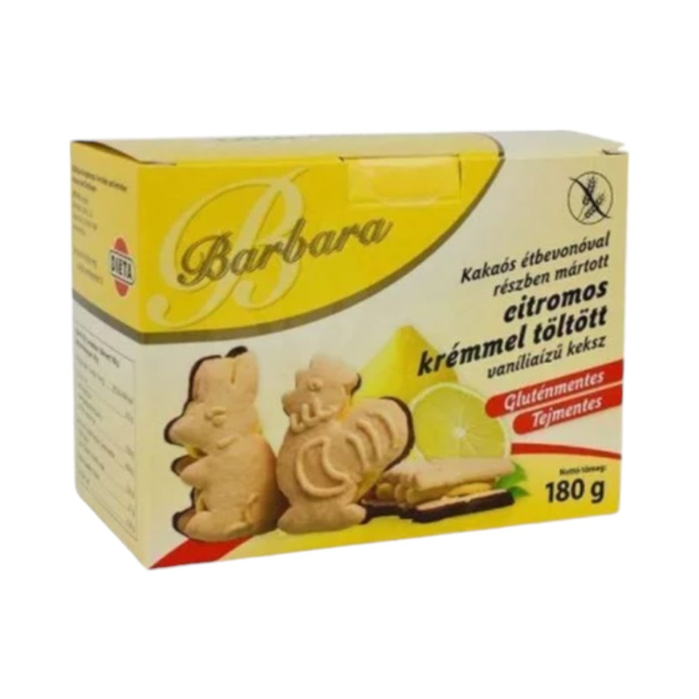 Barbara gluténmentes vaníliás keksz citrom tölt. étbevonatos 150 g
