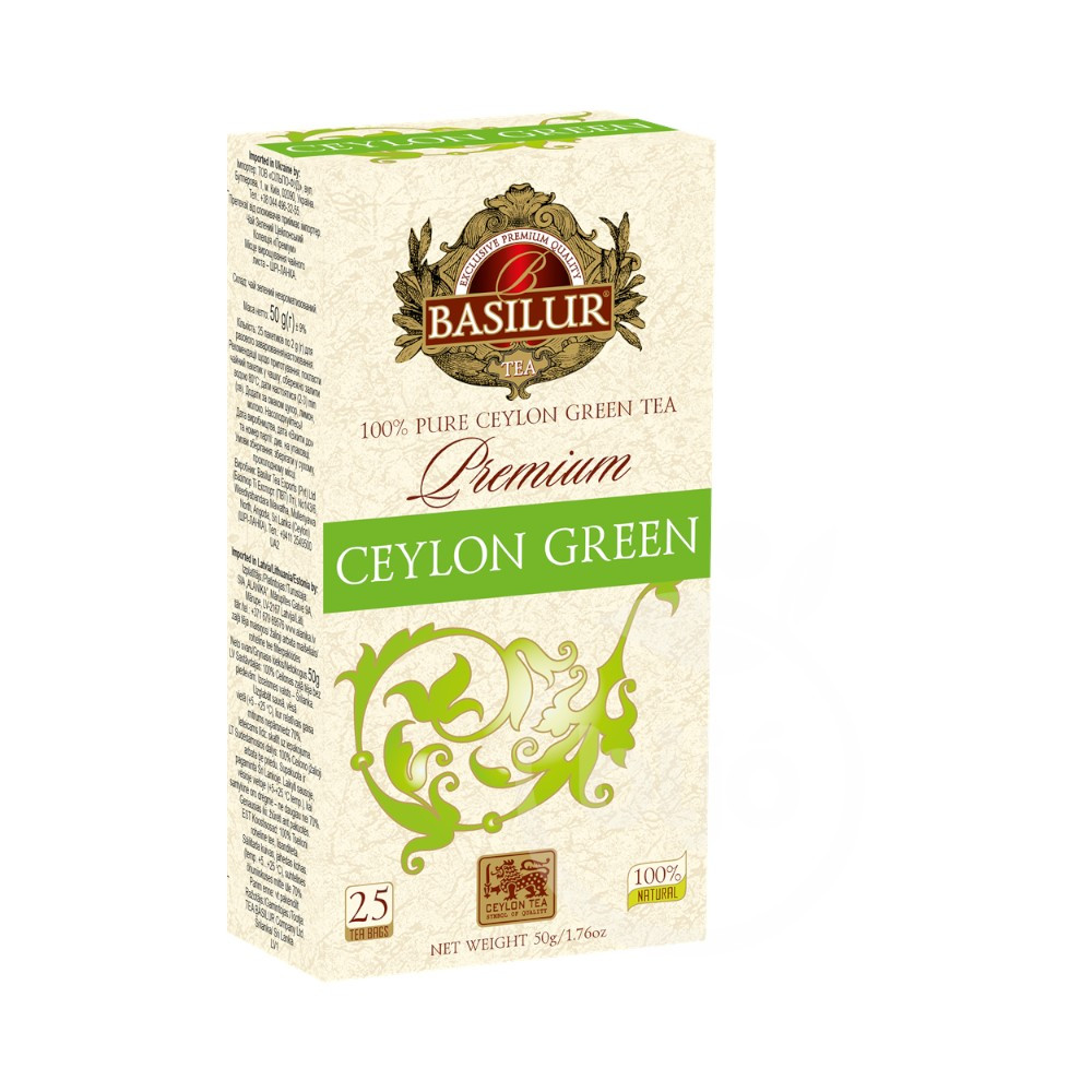Basilur premium green zöld tea 25 filter 50 g