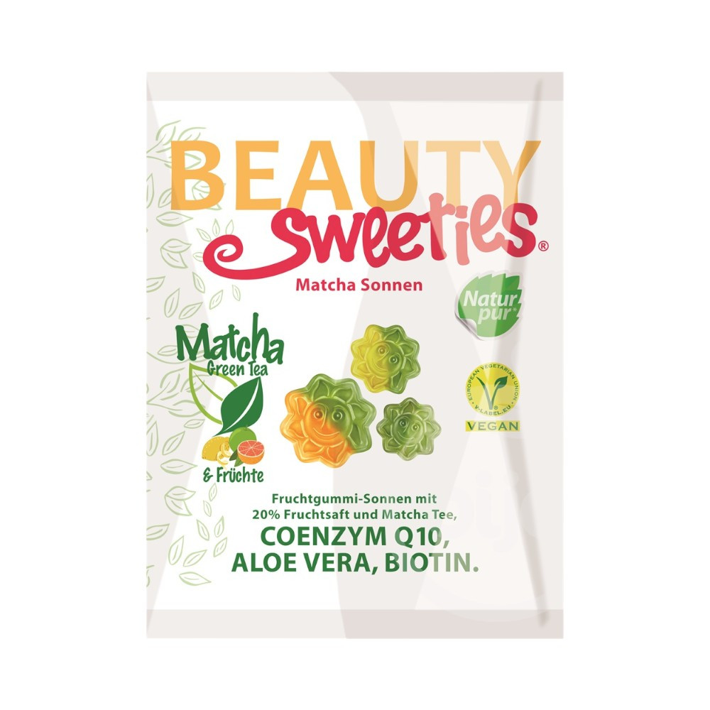 Beauty Sweeties gluténmentes vegán gumicukor matcha napocskák 125 g