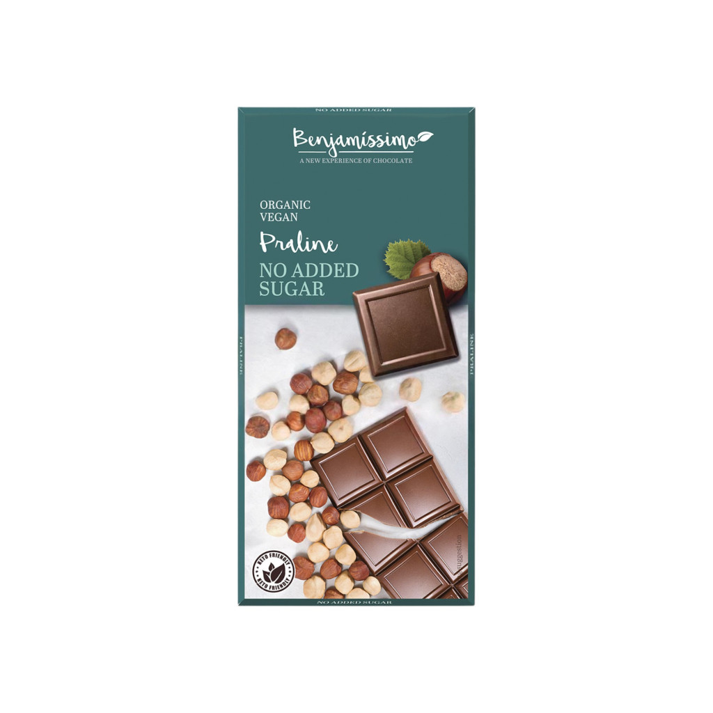 Benjamissimio bio vegán csokoládé mogyorós pralinéval hozzáadott cukor nélkül 70 g
