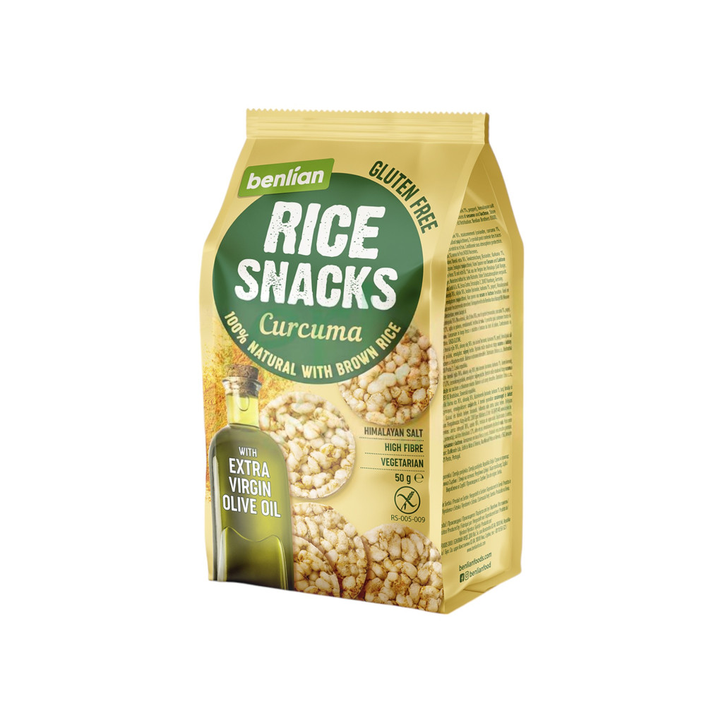 Benlian Mini knuspriger Reis-Snack mit Kurkuma und Olivenöl 50 g